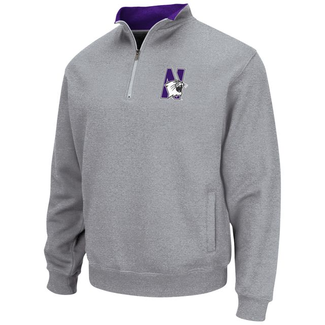 Veste homme Colosseum Heathered Grey Northwestern Wildcats Tortugas Team Logo Quarter Zip Jacket