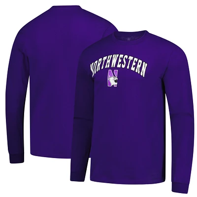 T-shirt violet à manches longues pour homme avec logo des Wildcats du Nord-Ouest