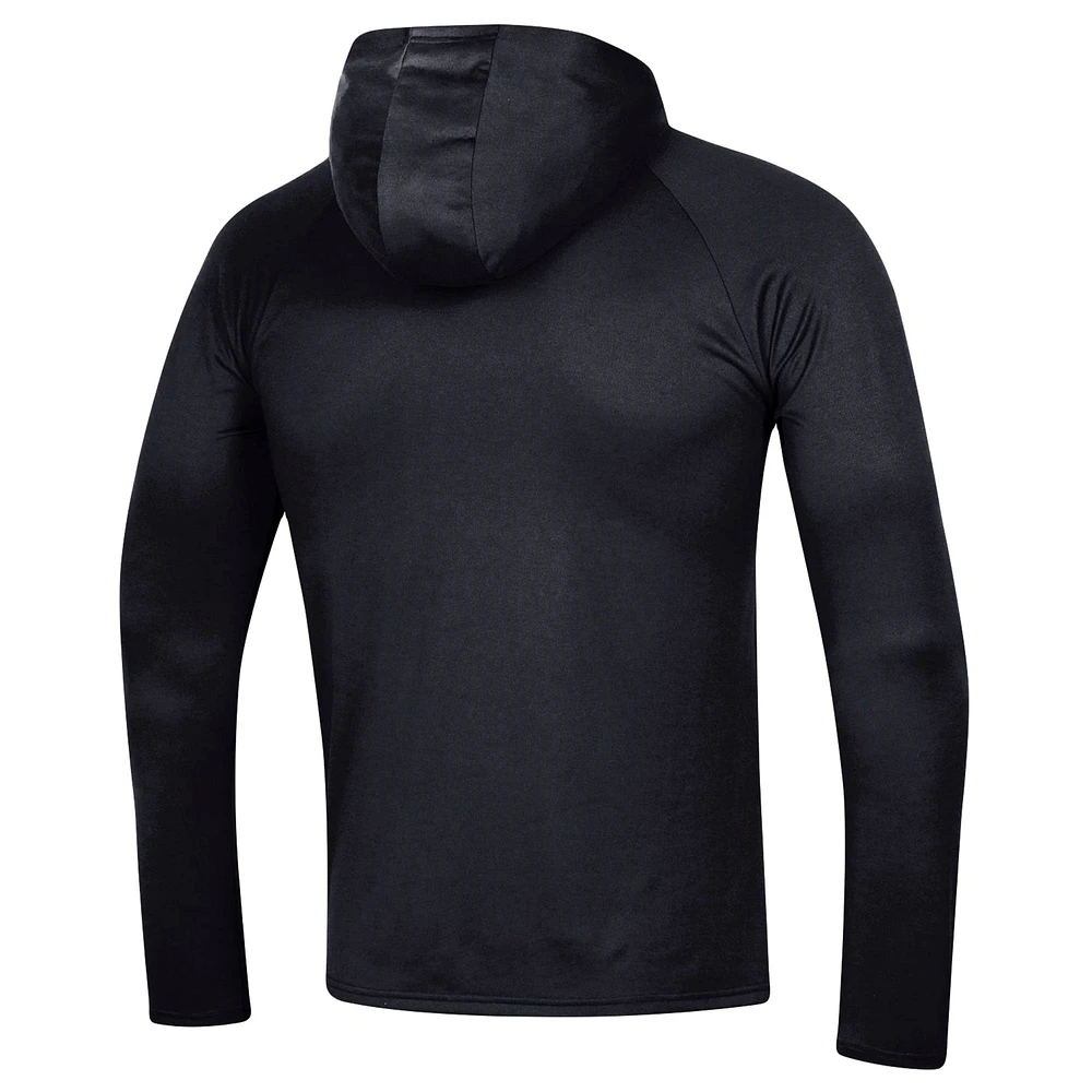 Men's Under Armour  Black Northwestern Wildcats School Logo Raglan Long Sleeve Hoodie Performance T-Shirt