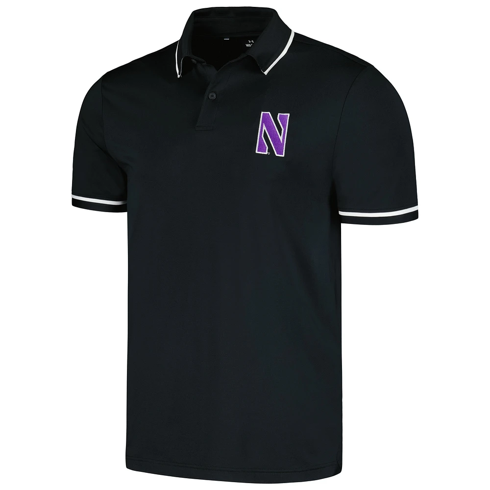 Men's Under Armour Black Northwestern Wildcats T2 Tipped Performance Polo