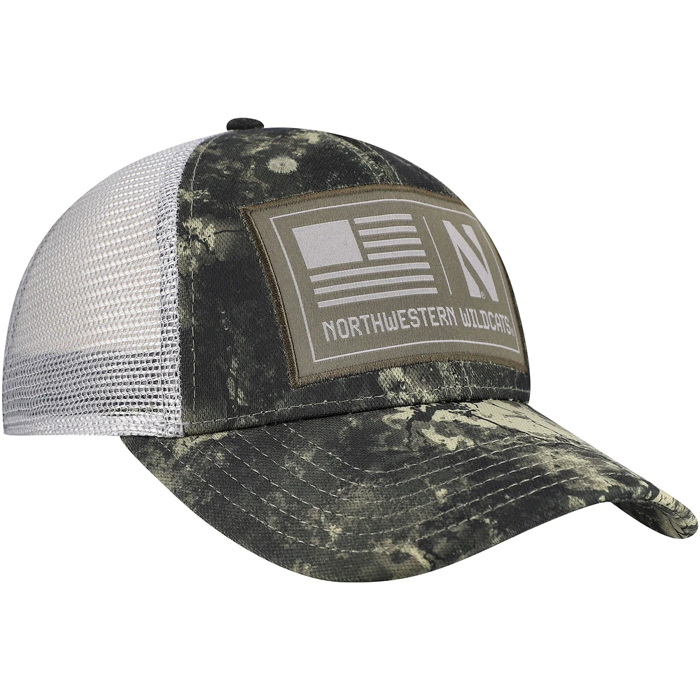 Casquette de camionneur Blitzing Performance camouflage Northwestern Wildcats pour homme de la collection Freedom d'Under Armour