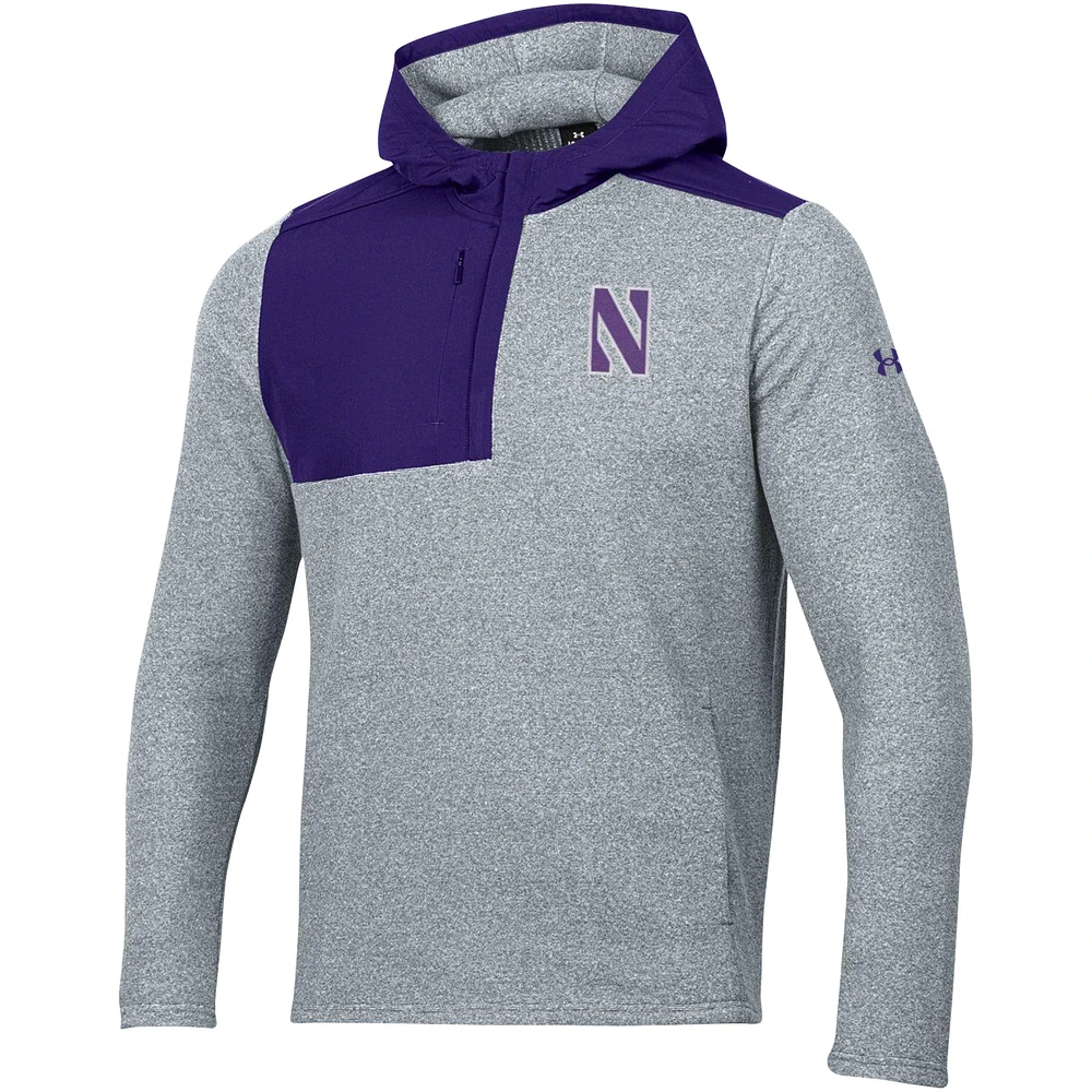 Men's Under Armour Gray Northwestern Wildcats Survivor Fleece Hoodie Quarter-Zip Jacket