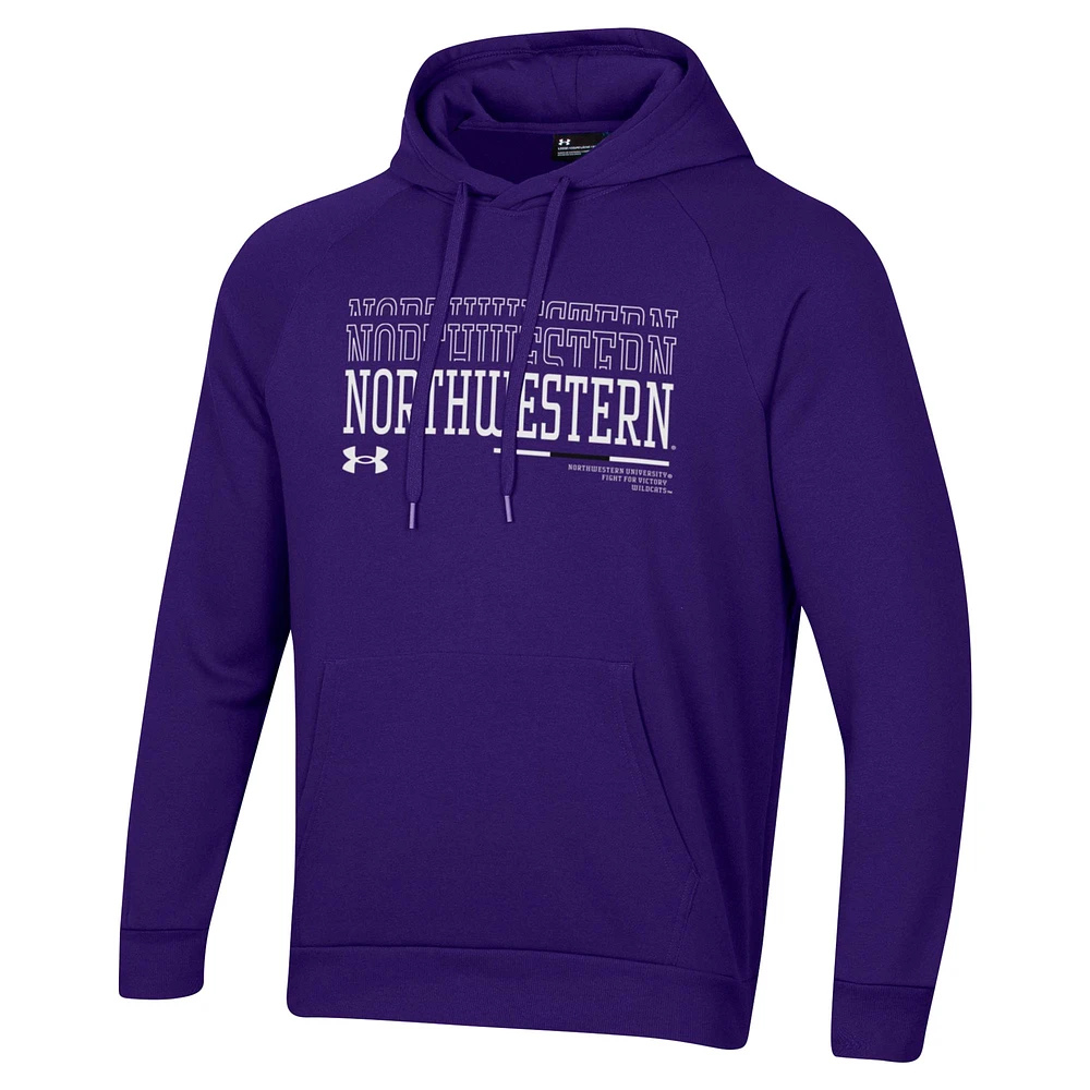 Men's Under Armour Purple Northwestern Wildcats 2024 Sideline Wordmark Rival Pullover Hoodie
