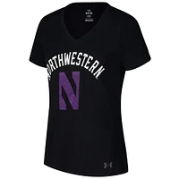 Women's Under Armour Black Northwestern Wildcats Logo V-Neck T-Shirt