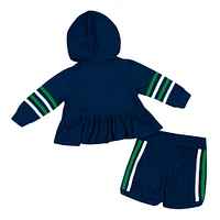Girls Infant Colosseum Navy Notre Dame Fighting Irish Spoonful Full-Zip Hoodie & Shorts Set