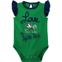 Girls Newborn & Infant Navy/Green Notre Dame Fighting Irish Spread the Love 2-Pack Bodysuit Set
