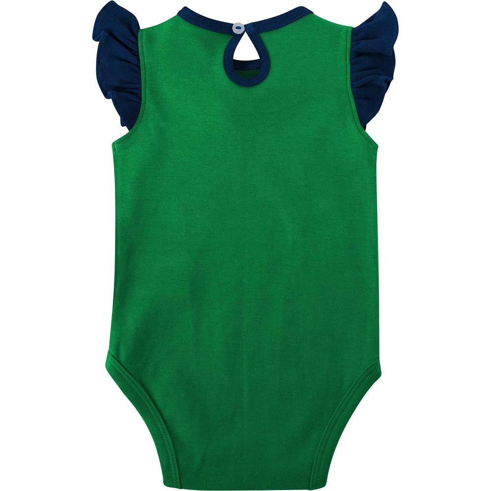 Girls Newborn & Infant Navy/Green Notre Dame Fighting Irish Spread the Love 2-Pack Bodysuit Set