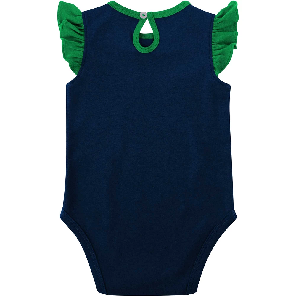Girls Newborn & Infant Navy/Green Notre Dame Fighting Irish Spread the Love 2-Pack Bodysuit Set