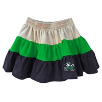 Girls Toddler Wes & Willy Tan Notre Dame Fighting Irish Tri-Blend Sleeveless Full-Zip Hoodie Tiered Skirt Set