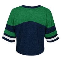 Girls Youth Navy Notre Dame Fighting Irish Sunday Friday Sleeve Stripe Jersey T-Shirt