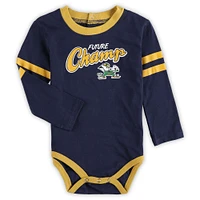 Infant Navy/Gold Notre Dame Fighting Irish Little Kicker Long Sleeve Bodysuit and Sweatpants Set