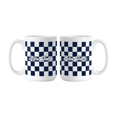 Lot de 2 tasses à damier avec logo Notre Dame Fighting Irish de 15 oz