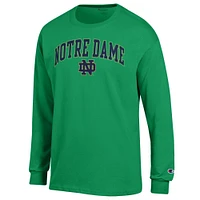 Men's Champion  Green Notre Dame Fighting Irish Arch Over Logo Long Sleeve T-Shirt