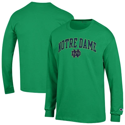 Men's Champion  Green Notre Dame Fighting Irish Arch Over Logo Long Sleeve T-Shirt