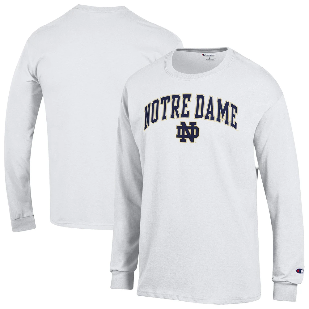 Men's Champion  White Notre Dame Fighting Irish Arch Over Logo Long Sleeve T-Shirt