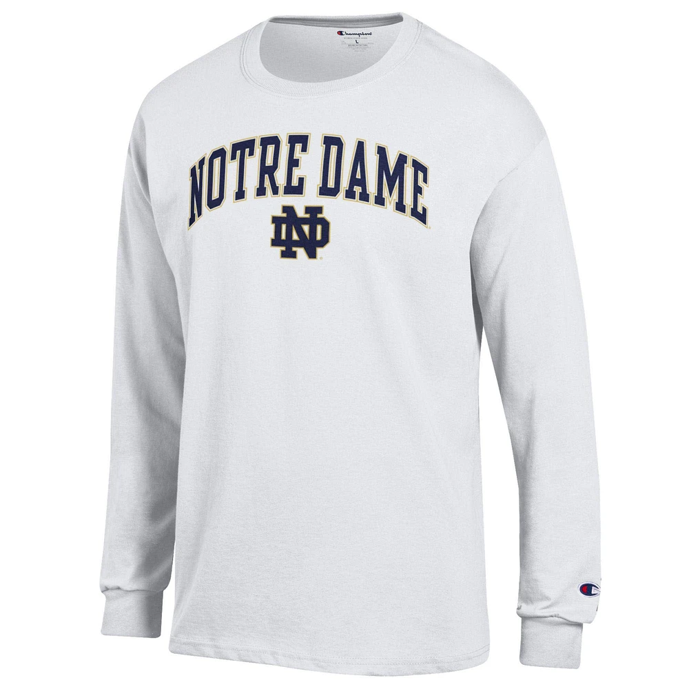 Men's Champion  White Notre Dame Fighting Irish Arch Over Logo Long Sleeve T-Shirt
