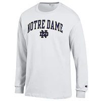 Men's Champion  White Notre Dame Fighting Irish Arch Over Logo Long Sleeve T-Shirt