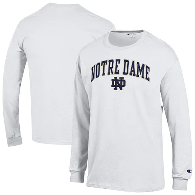 Men's Champion  White Notre Dame Fighting Irish Arch Over Logo Long Sleeve T-Shirt