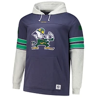 Men's '47 Navy Notre Dame Fighting Irish Big & Tall Blitz Lacer Pullover Hoodie