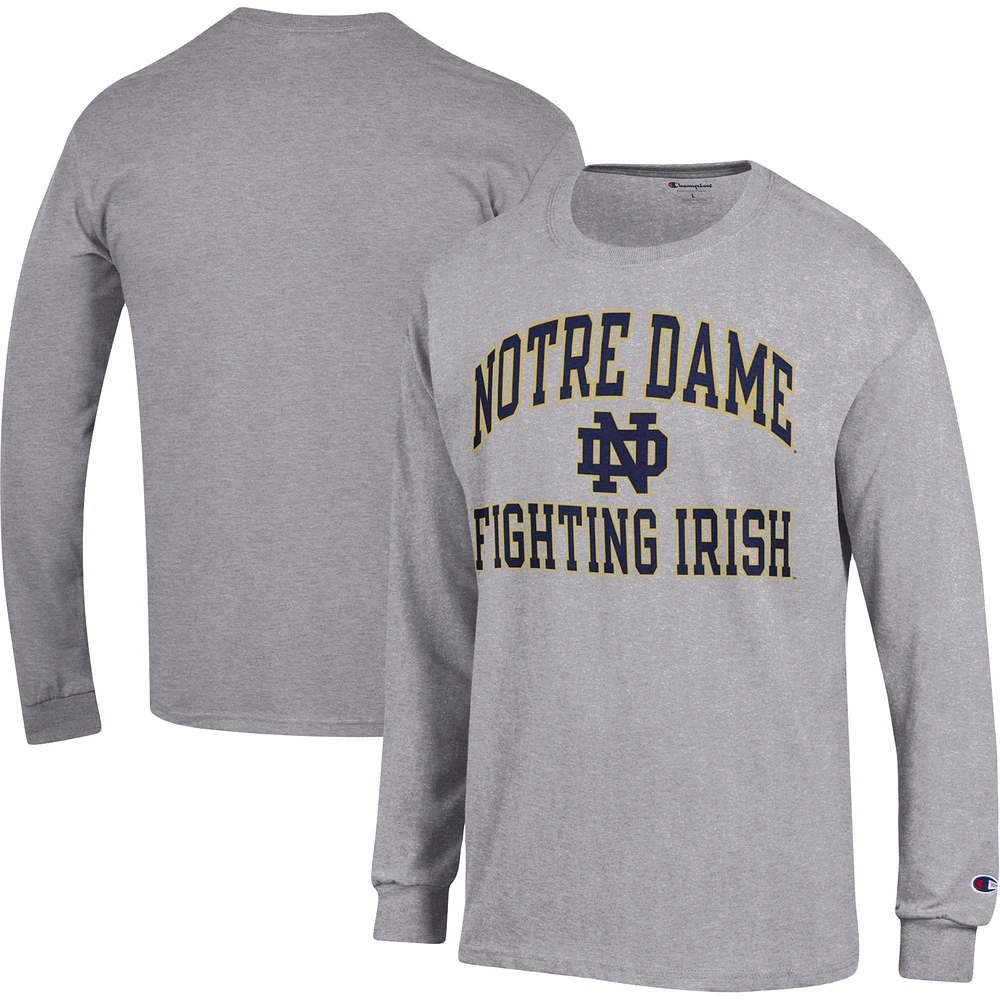 Champion Heather Grey Notre Dame Fighting Irish High Motor T-shirt à manches longues pour homme