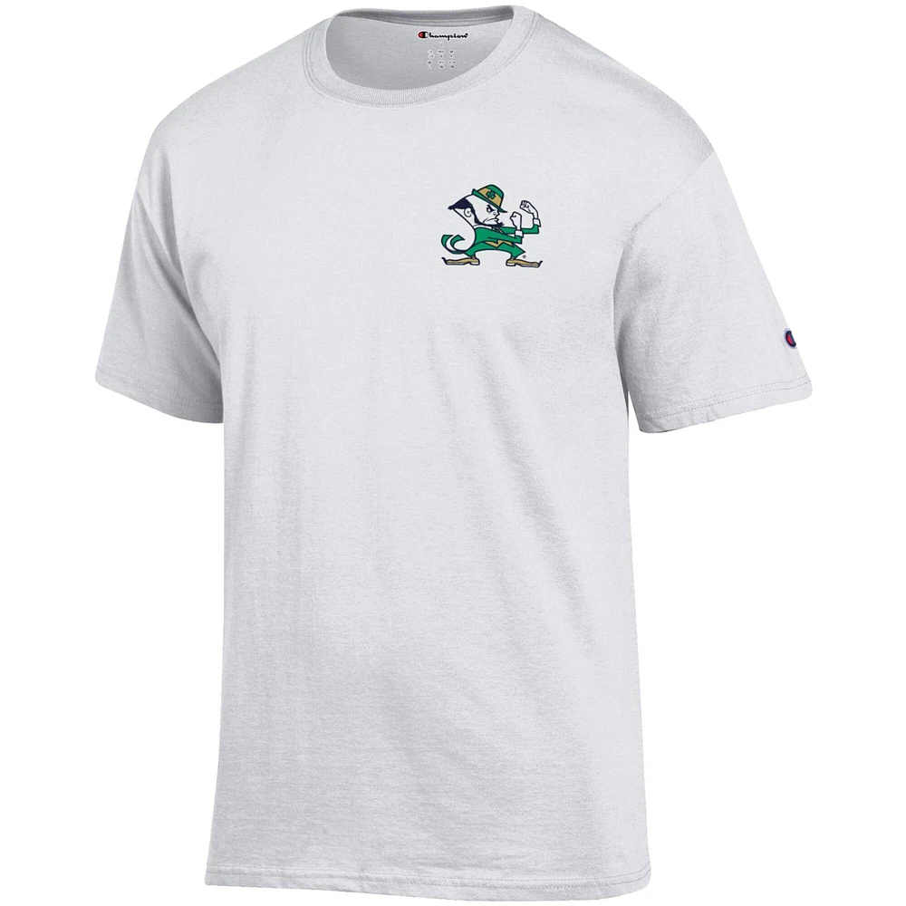 Men's Champion White Notre Dame Fighting Irish Team Stack 2-Hit T-Shirt