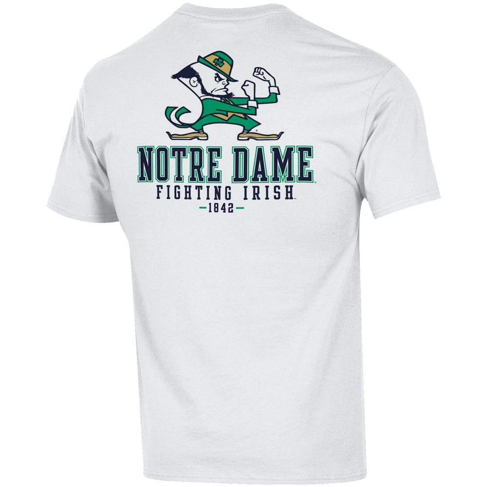 Men's Champion White Notre Dame Fighting Irish Team Stack 2-Hit T-Shirt