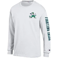 Men's Champion White Notre Dame Fighting Irish Team Stack 3-Hit Long Sleeve T-Shirt