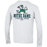 Men's Champion White Notre Dame Fighting Irish Team Stack 3-Hit Long Sleeve T-Shirt