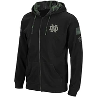 Men's Colosseum Black Notre Dame Fighting Irish OHT Slim Fit Lightweight Waffle Full-Zip Hoodie