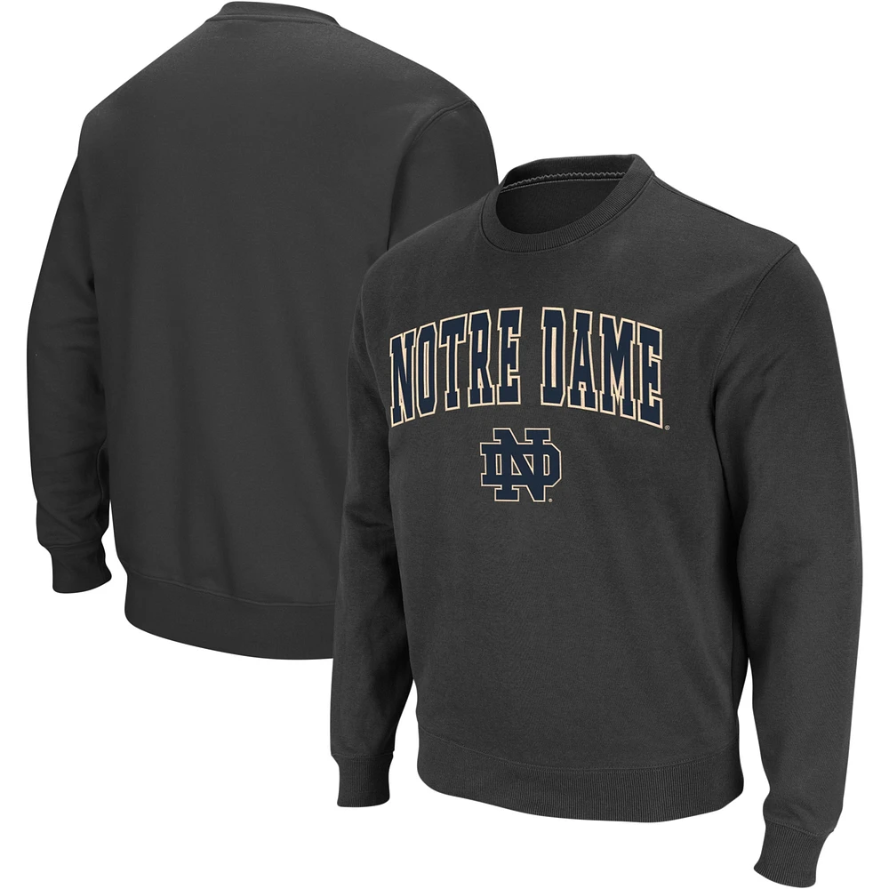 Men's Colosseum Charcoal Notre Dame Fighting Irish Arch & Logo Crew Neck Sweatshirt