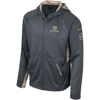 Men's Colosseum Charcoal Notre Dame Fighting Irish OHT Military Appreciation Camo Raglan Full-Zip Hoodie