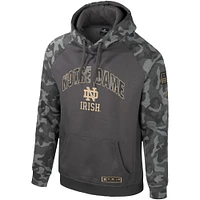 Men's Colosseum Charcoal Notre Dame Fighting Irish OHT Military Appreciation Camo Raglan Pullover Hoodie