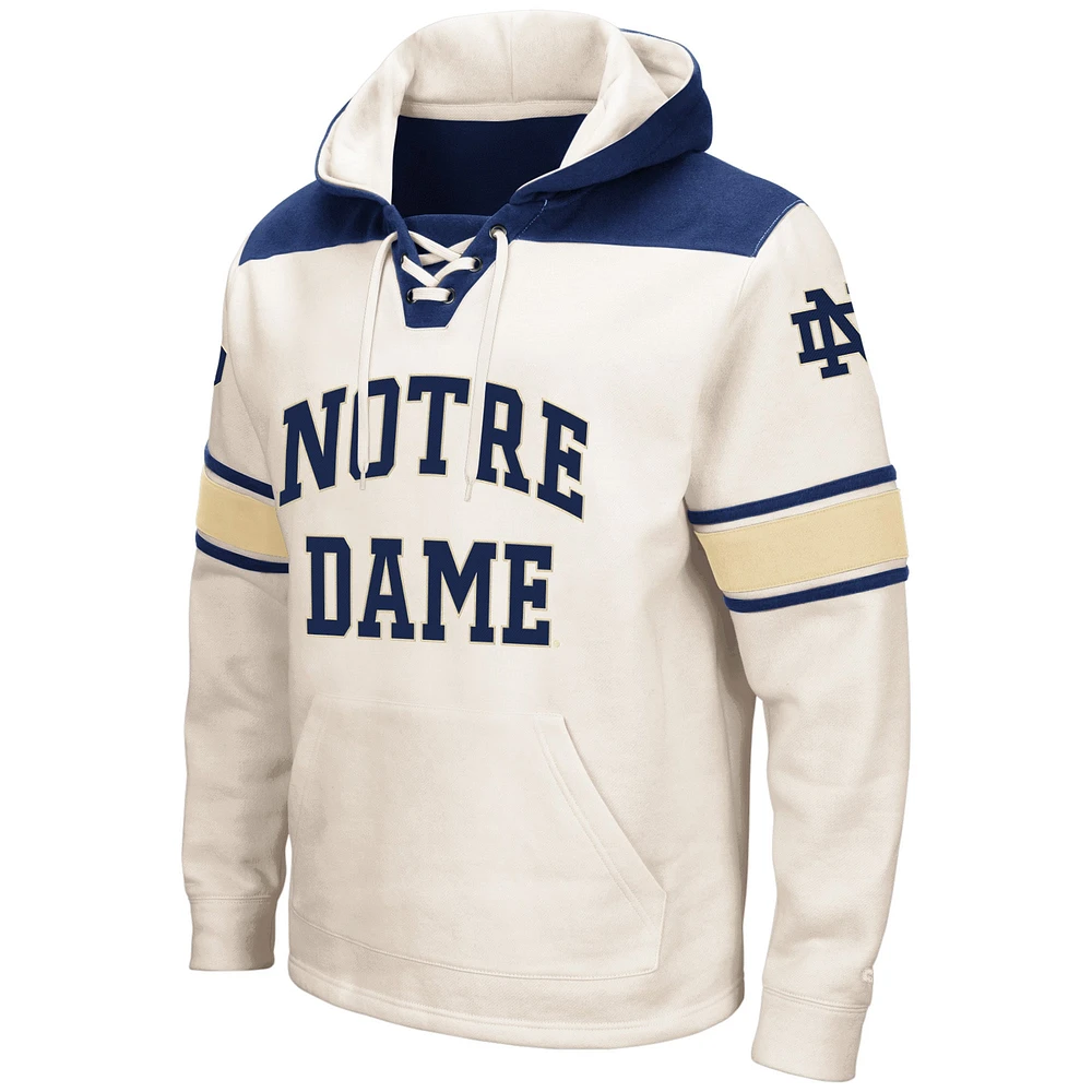 Men's Colosseum Cream Notre Dame Fighting Irish Big & Tall Hockey Lace-Up Pullover Hoodie