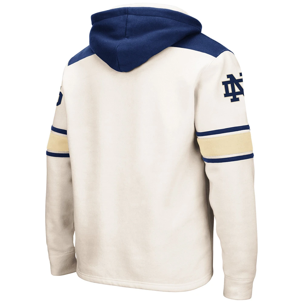 Men's Colosseum Cream Notre Dame Fighting Irish Big & Tall Hockey Lace-Up Pullover Hoodie