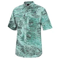 Men's Colosseum  Green Notre Dame Fighting Irish Realtree Aspect Charter Full-Button Fishing Shirt