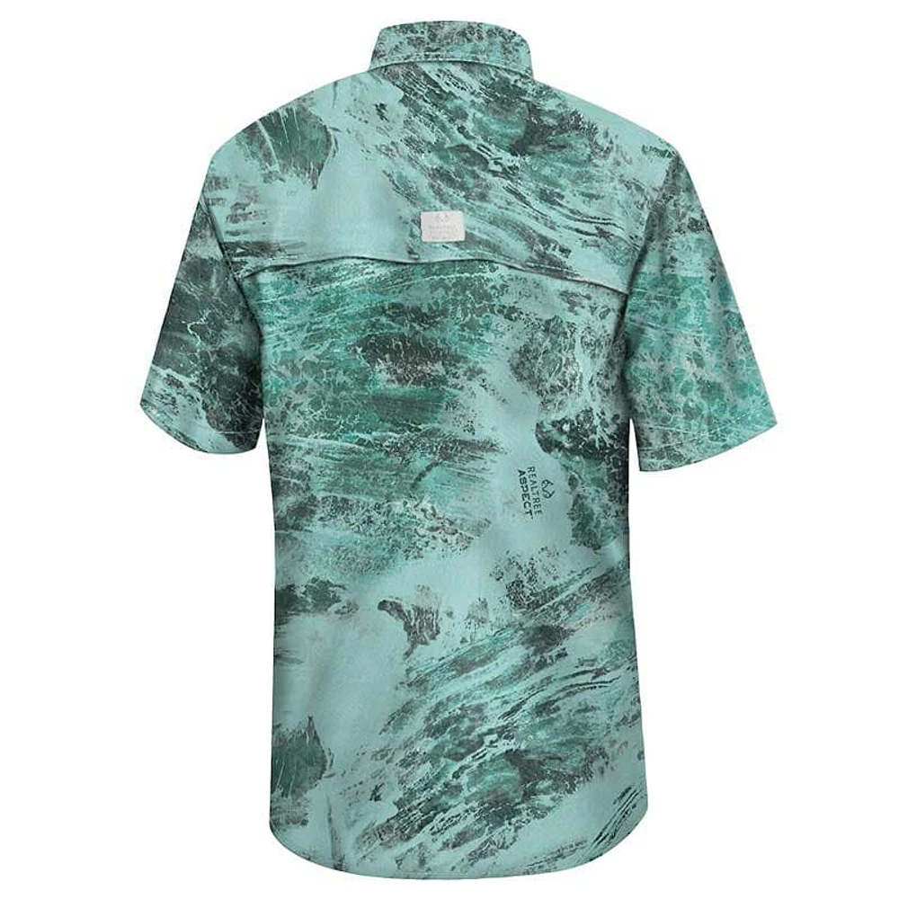 Men's Colosseum  Green Notre Dame Fighting Irish Realtree Aspect Charter Full-Button Fishing Shirt