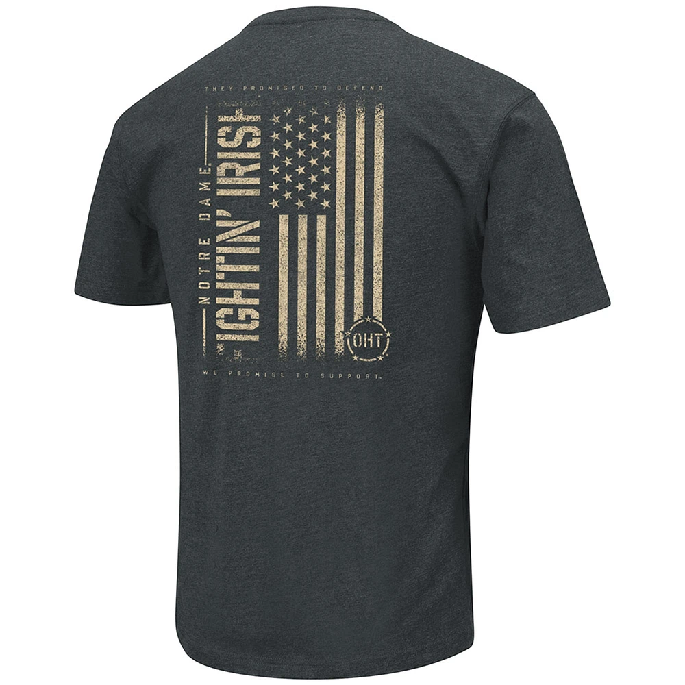 T-shirt Notre Dame Fighting Irish OHT Military Appreciation Flag 2.0 Colosseum Heathered pour homme