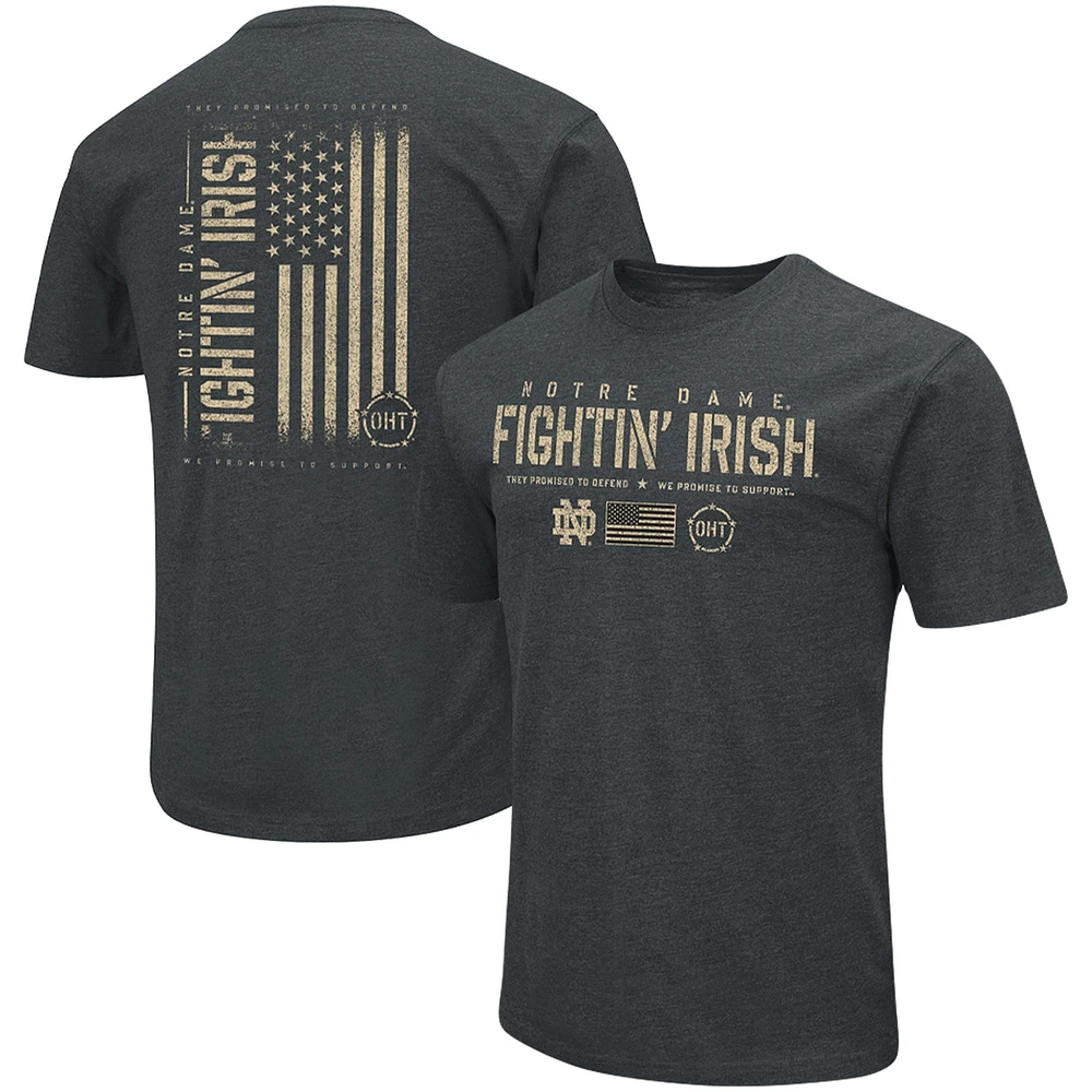 T-shirt Notre Dame Fighting Irish OHT Military Appreciation Flag 2.0 Colosseum Heathered pour homme