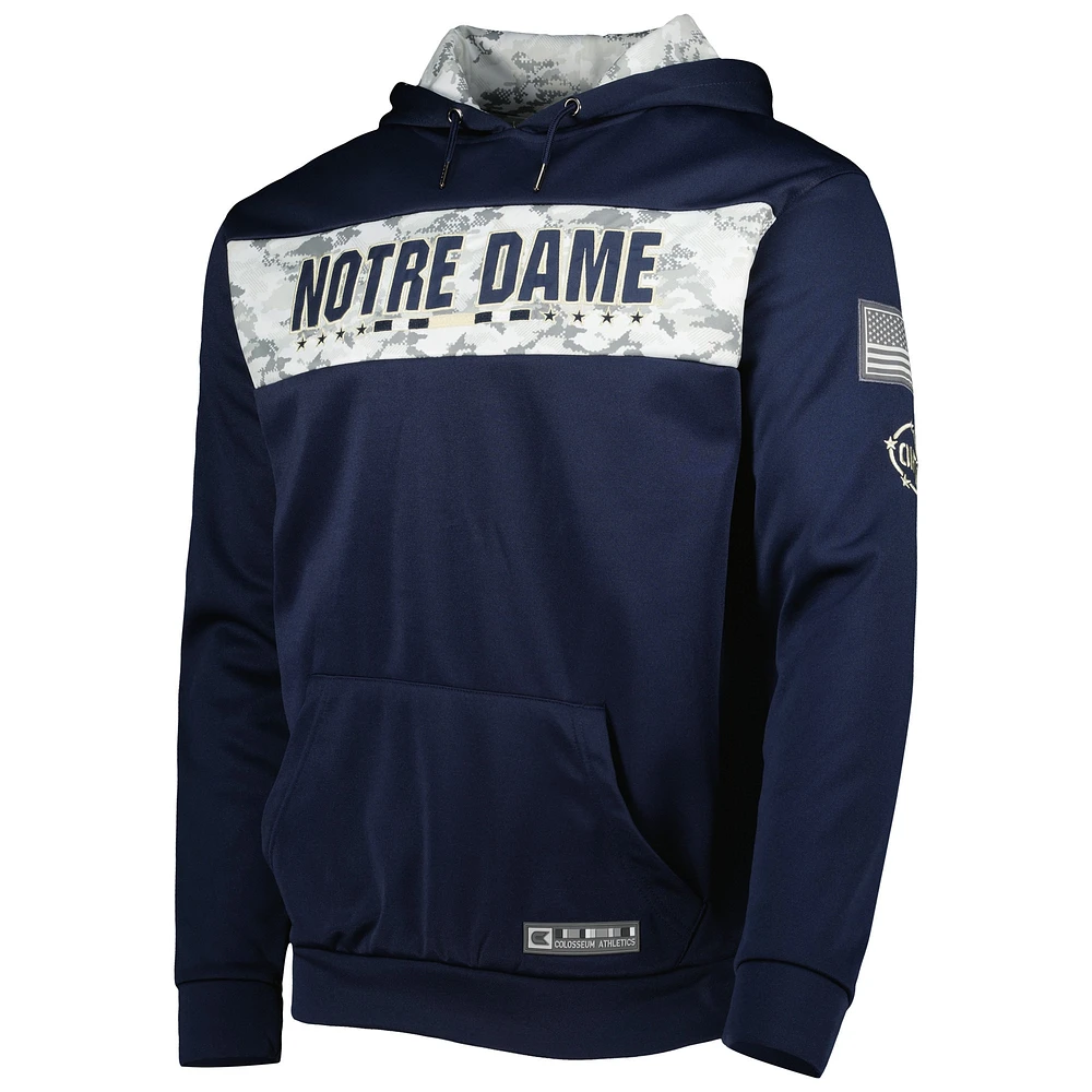 Men's Colosseum Navy Notre Dame Fighting Irish OHT Military Appreciation Team Color Pullover Hoodie