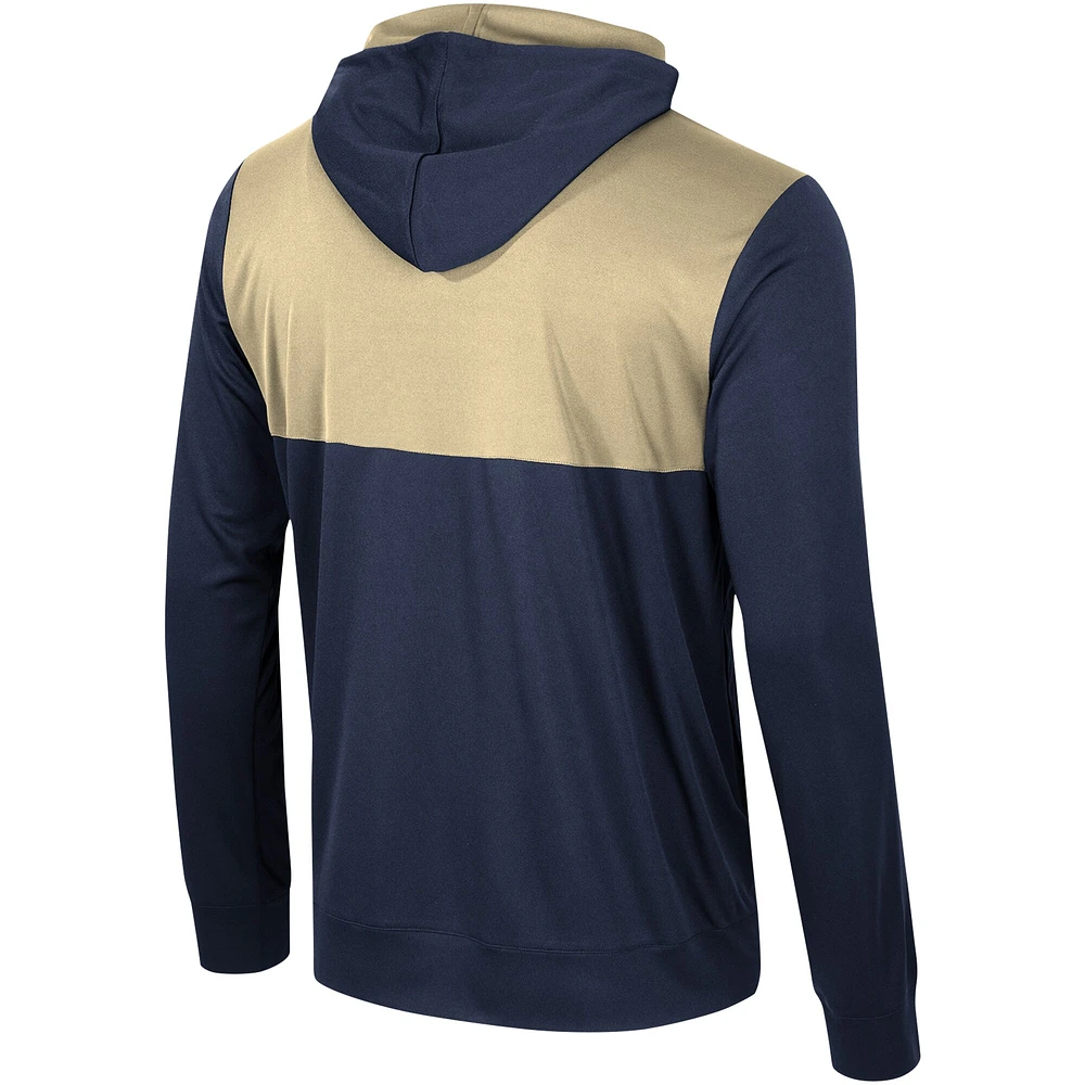 Men's Colosseum Navy Notre Dame Fighting Irish Warm Up Long Sleeve Hoodie T-Shirt
