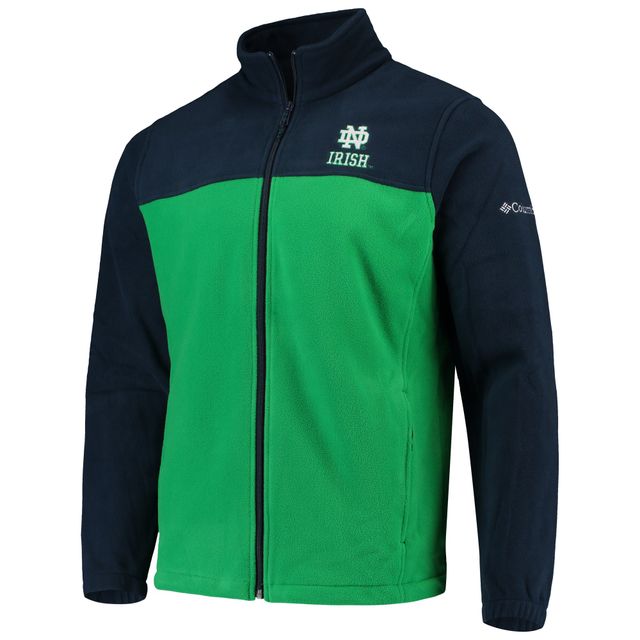 Veste Columbia Notre Dame Fighting Irish Flanker III Fleece Team pour homme, bleu marine/vert