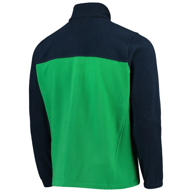 Veste Columbia Notre Dame Fighting Irish Flanker III Fleece Team pour homme, bleu marine/vert