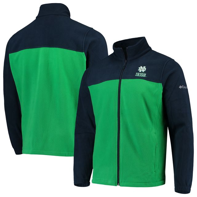 Veste Columbia Notre Dame Fighting Irish Flanker III Fleece Team pour homme, bleu marine/vert