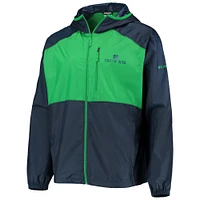 Men's Columbia Navy/Green Notre Dame Fighting Irish Flash Forward Hoodie Full-Zip Lightweight Windbreaker