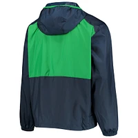 Men's Columbia Navy/Green Notre Dame Fighting Irish Flash Forward Hoodie Full-Zip Lightweight Windbreaker