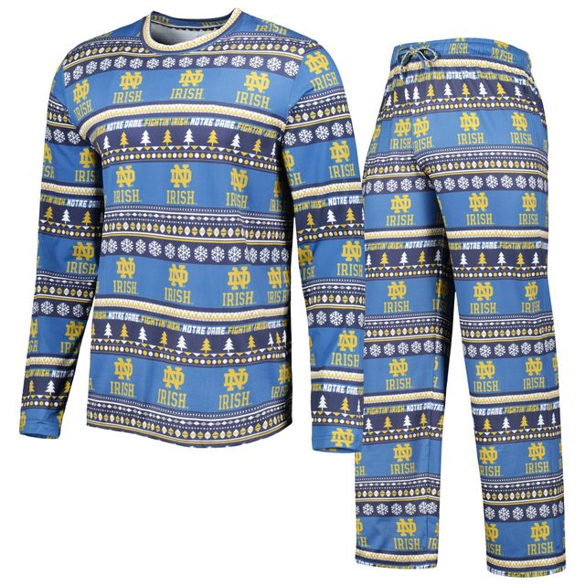 Concepts Sport pour homme Bleu marine Notre Dame Fighting Irish Ugly Pull en tricot à manches longues Ensemble haut et pantalon