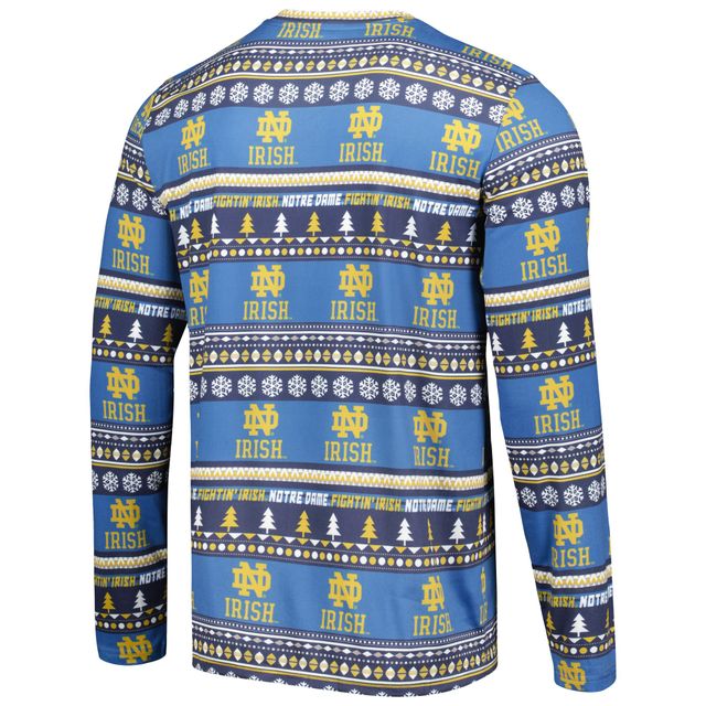 Concepts Sport pour homme Bleu marine Notre Dame Fighting Irish Ugly Pull en tricot à manches longues Ensemble haut et pantalon
