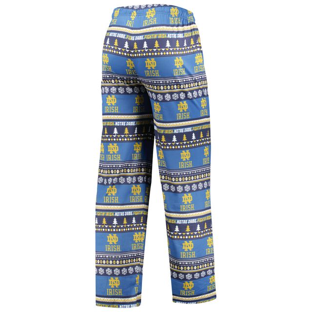 Concepts Sport pour homme Bleu marine Notre Dame Fighting Irish Ugly Pull en tricot à manches longues Ensemble haut et pantalon