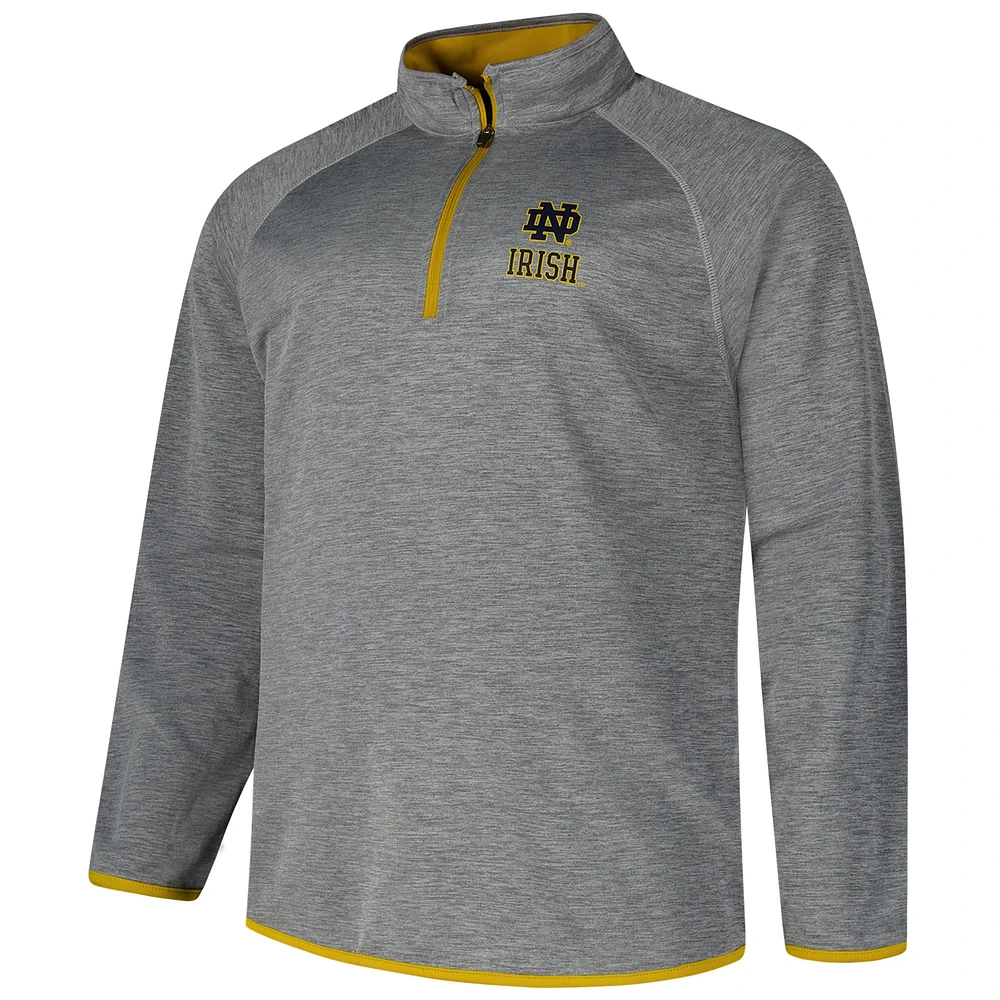 Men's Fanatics Charcoal Notre Dame Fighting Irish Raglan Big &Tall Quarter-Zip Top