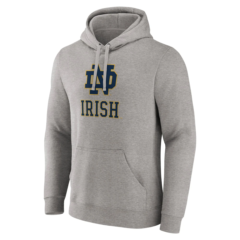 Men's Fanatics Heather Gray Notre Dame Fighting Irish Primary Logo Pullover Hoodie